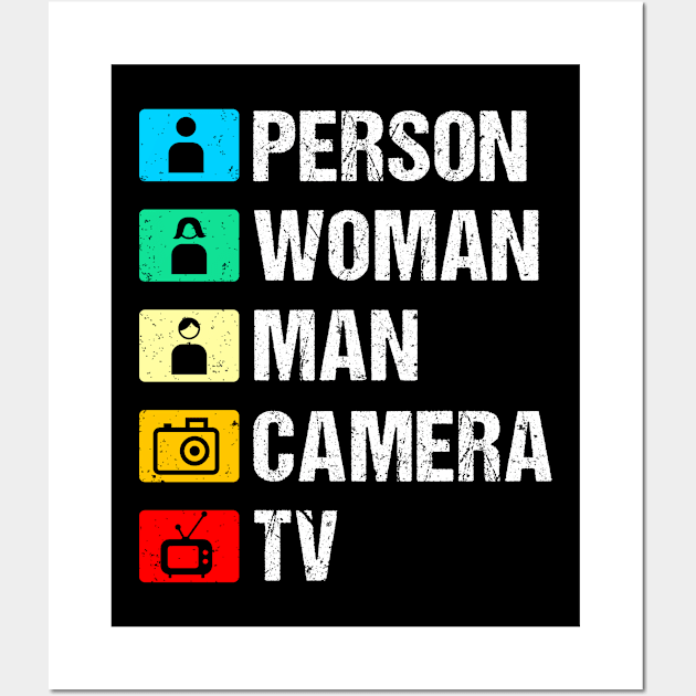 Person Woman Man Camera TV Icons Cognitive Test Wall Art by Teeziner